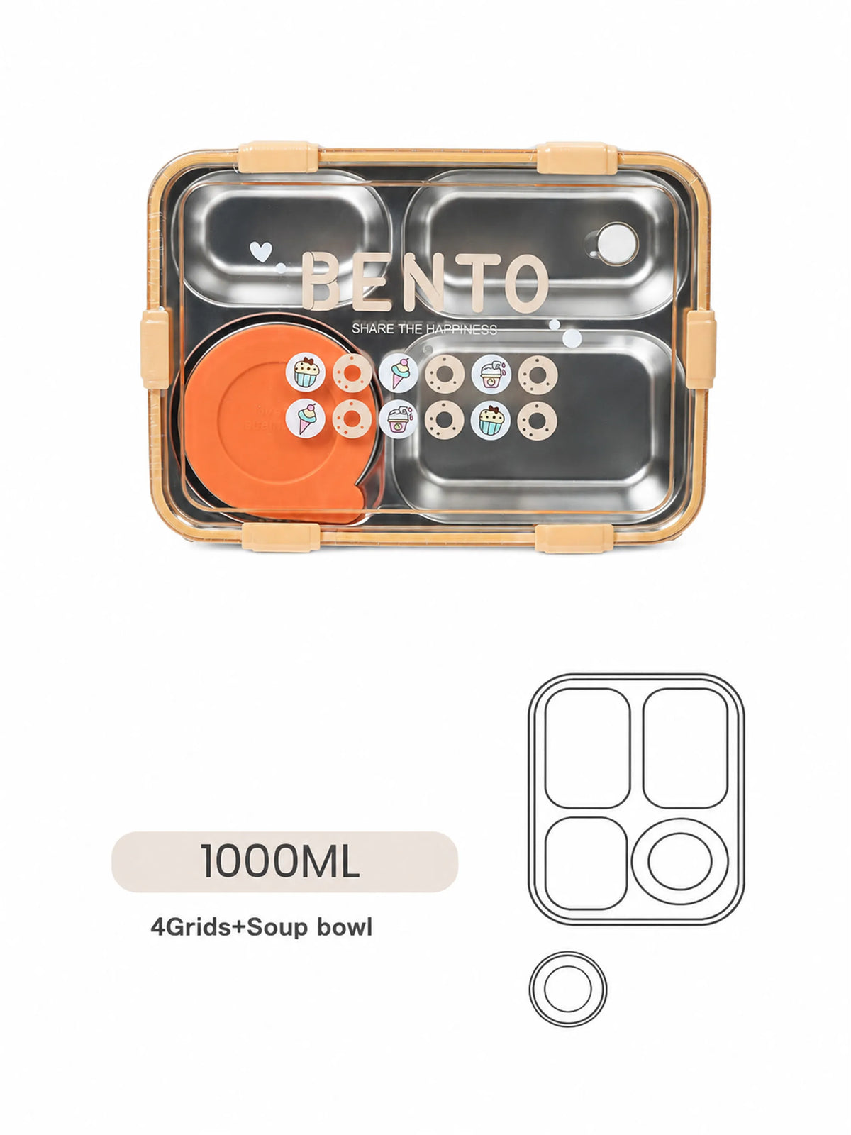 Stainless Steel Bento Lunch Box 1000ml