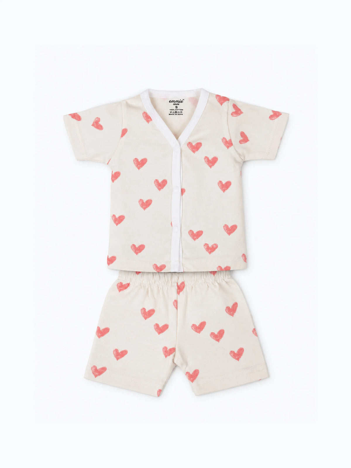 Baby Heart Print Half Sleeve Jabla & Shorts Set