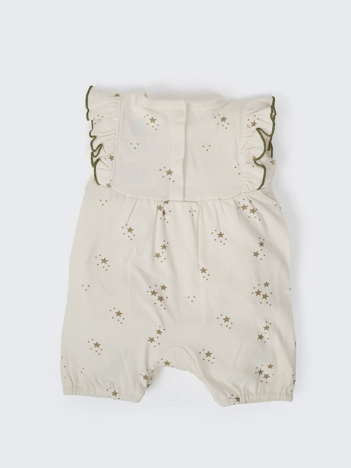 Baby Girls Star Print Cream Ruffle Sleeve Romper