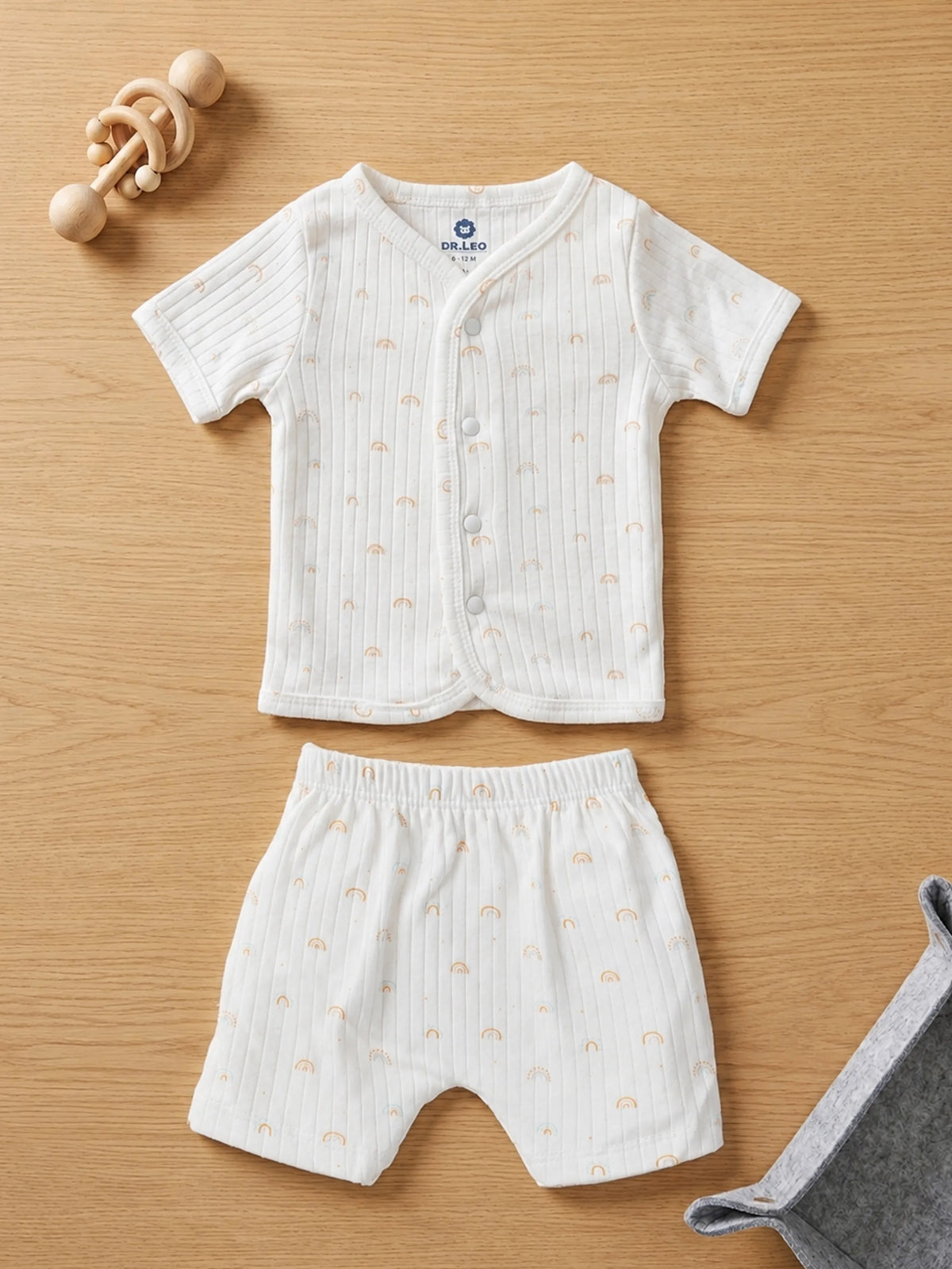 Baby Jabla & Shorts  – White Rainbow Print
