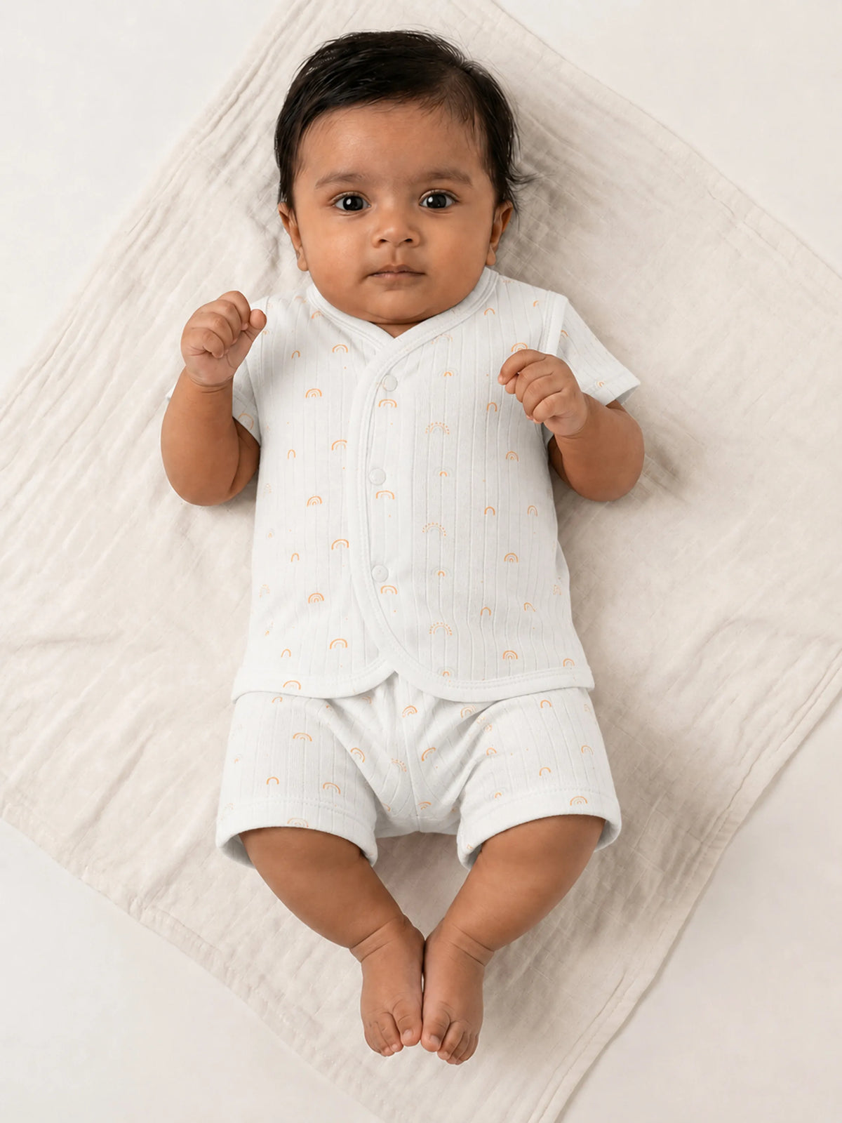 Baby Jabla & Shorts  – White Rainbow Print