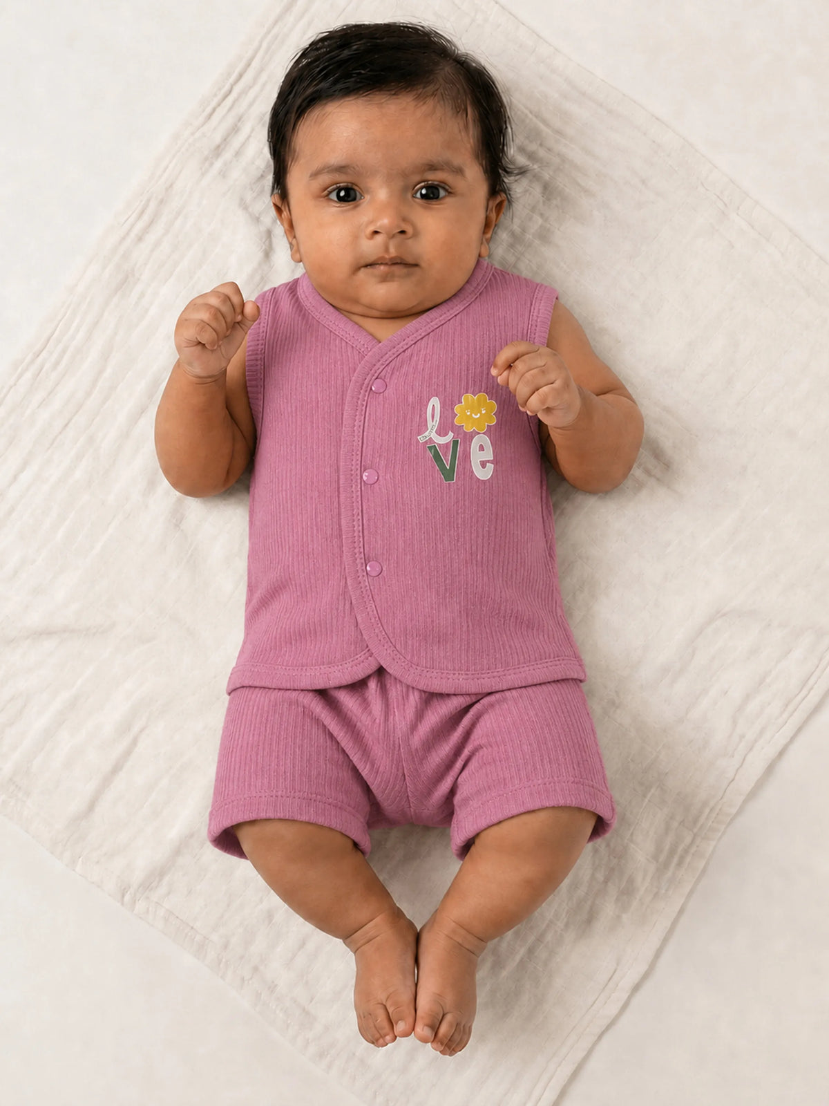 Baby Sleeveless Ribbed Cotton Jabla & Shorts Set