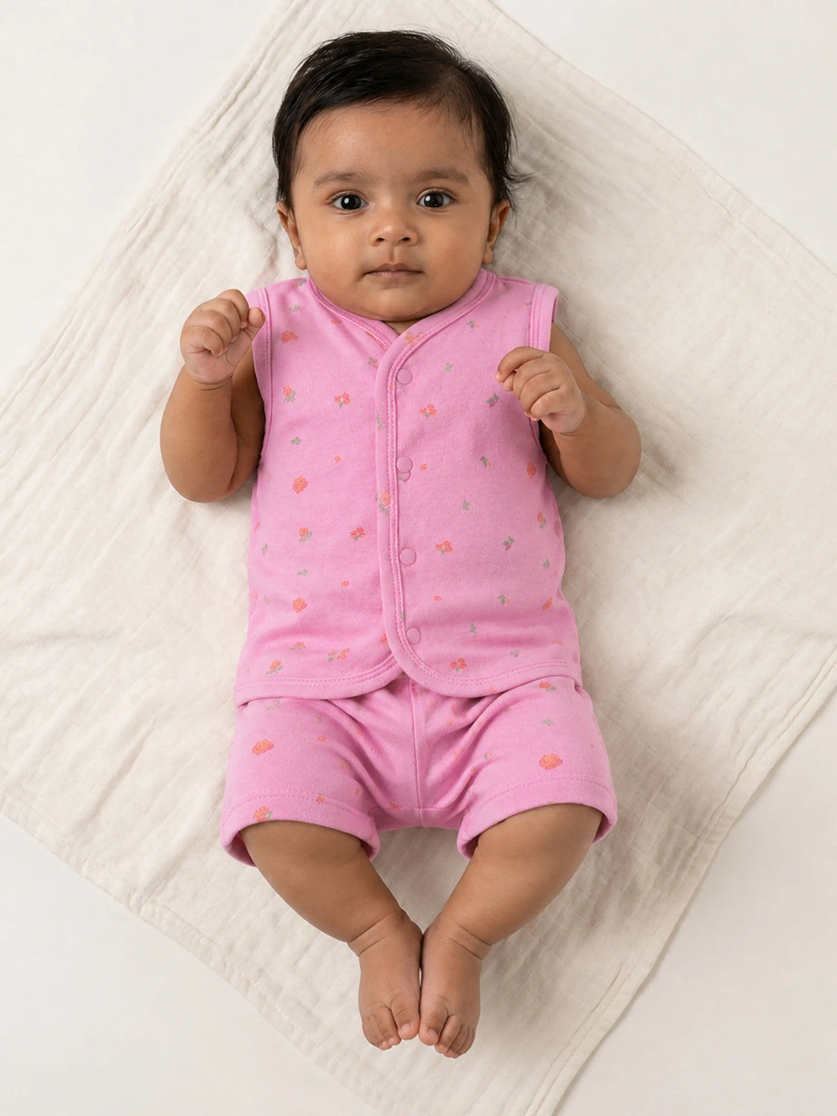 Baby Pink Floral Jabla & Shorts Set