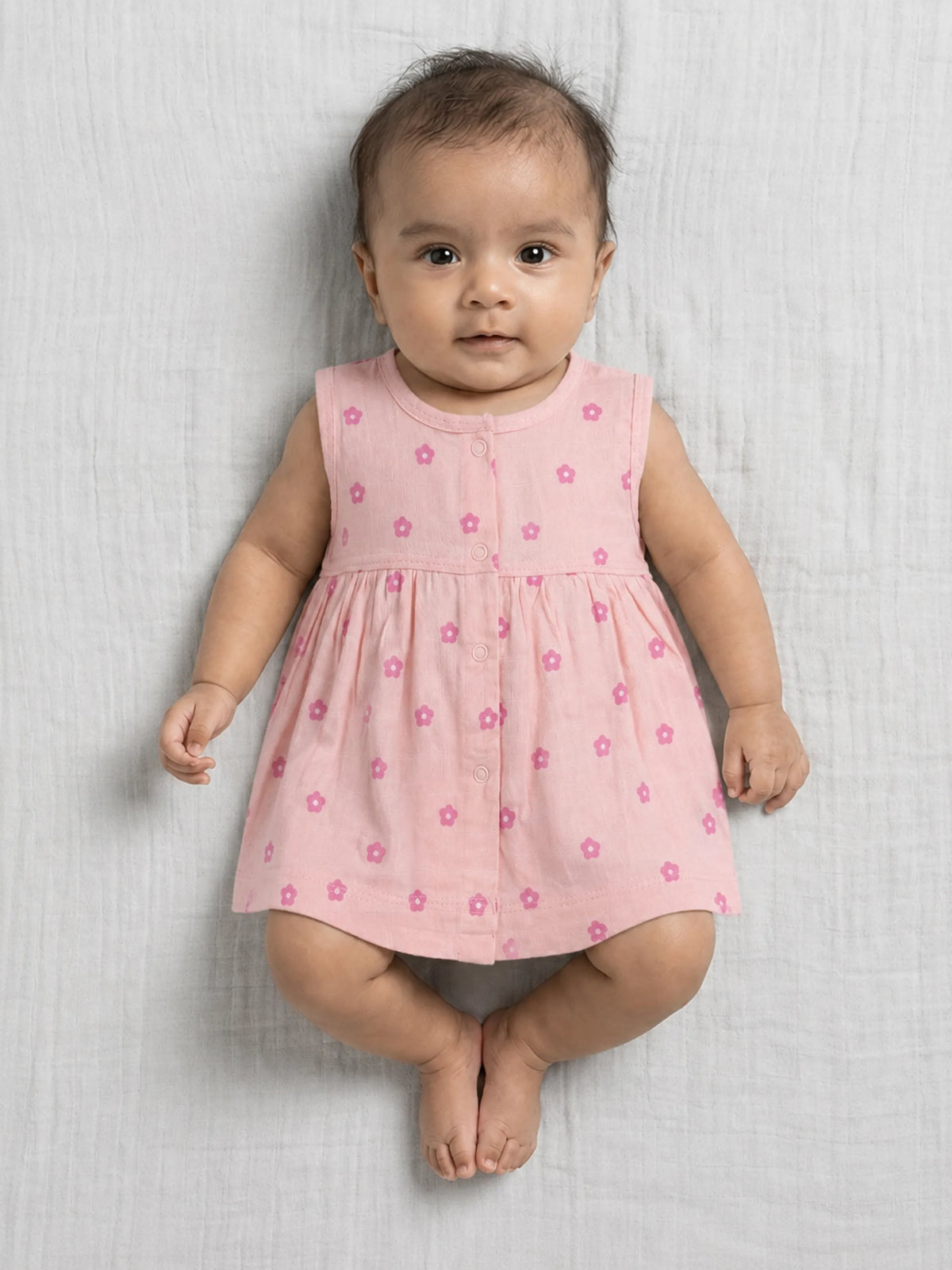 Baby Girls Pink Floral Cotton Frock
