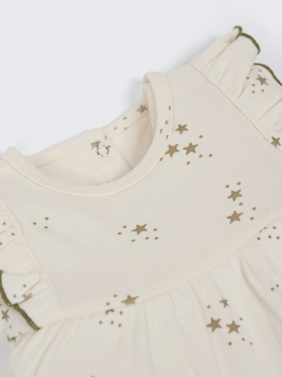 Baby Girls Star Print Cream Ruffle Sleeve Romper