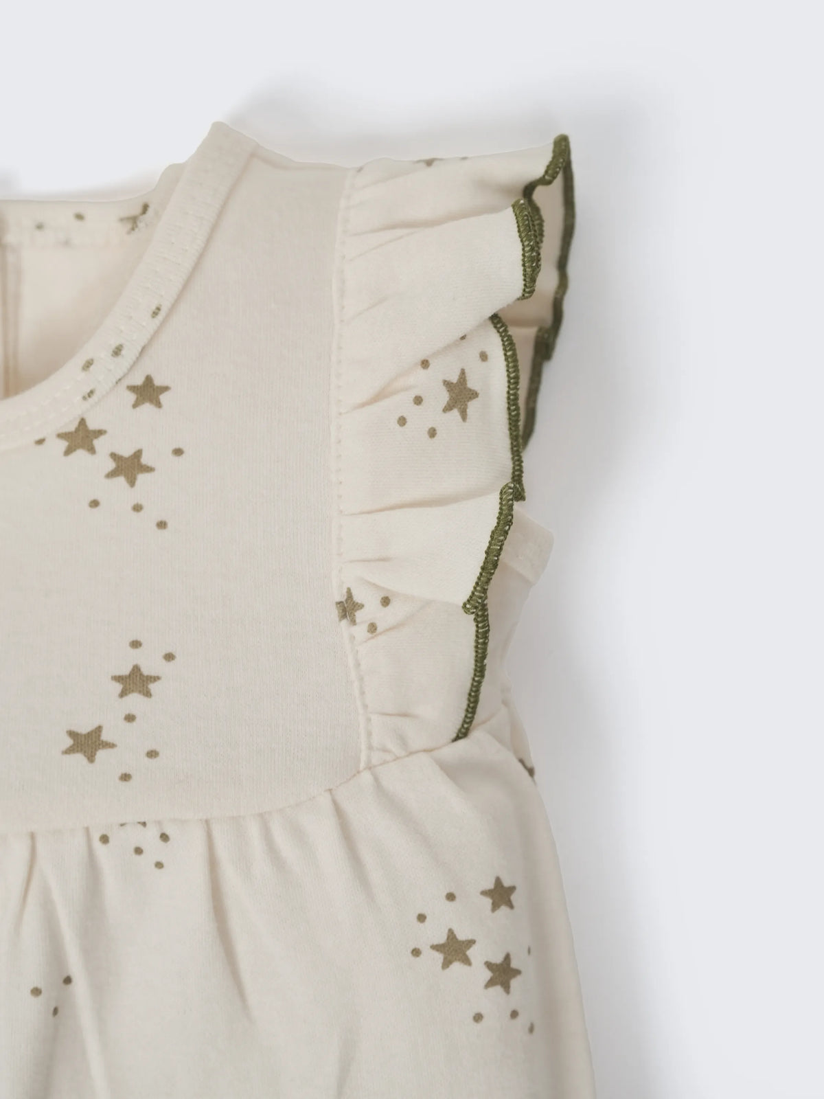 Baby Girls Star Print Cream Ruffle Sleeve Romper