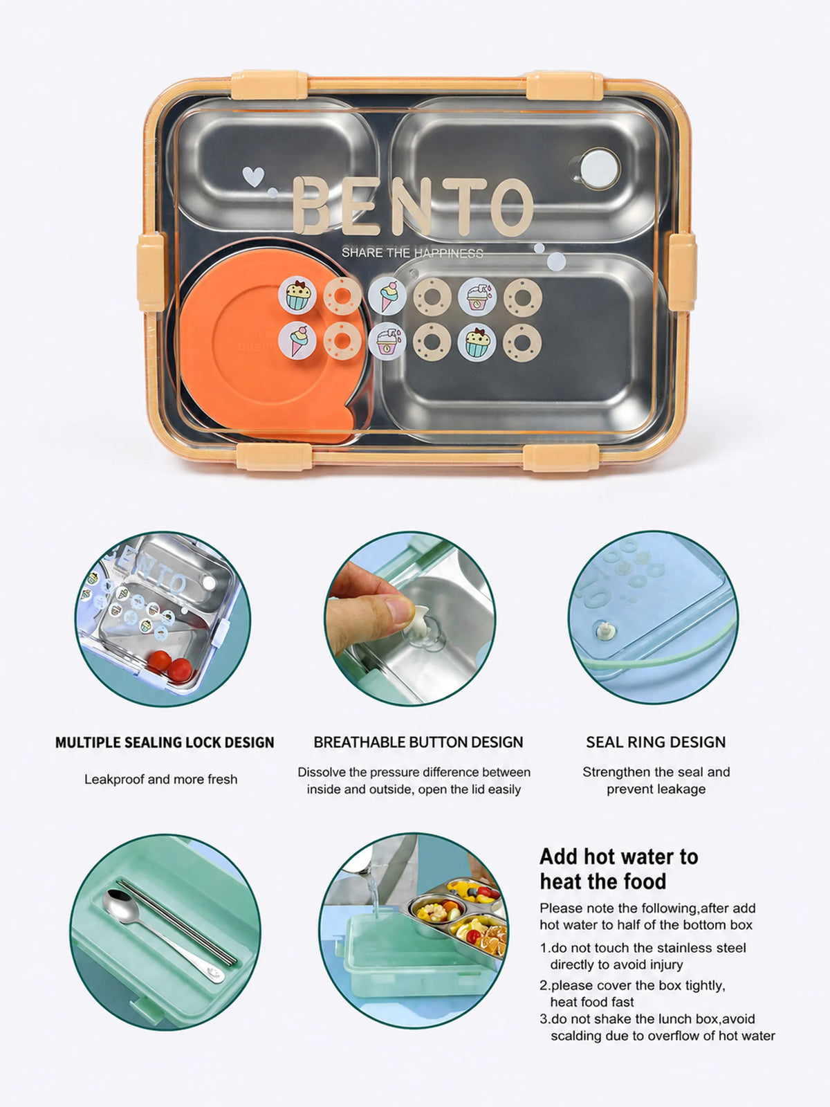 Stainless Steel Bento Lunch Box 1000ml