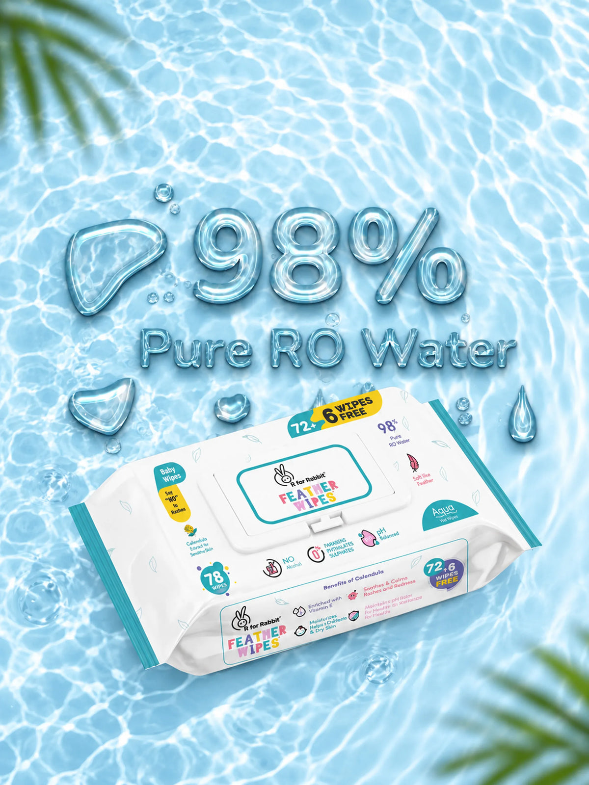 Feather Aqua Wipes - With Calendula Extract