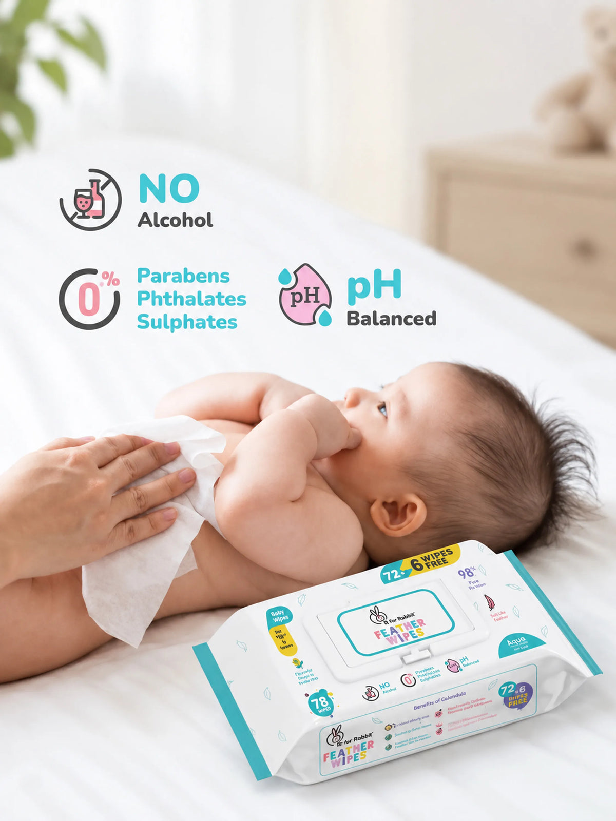Feather Aqua Wipes - With Calendula Extract