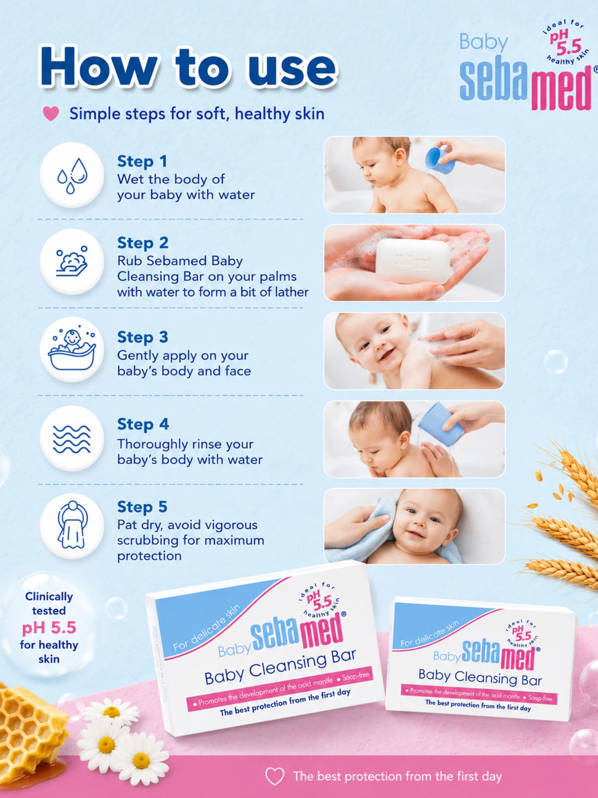 Baby Cleansing Bar with Panthenol – 100g