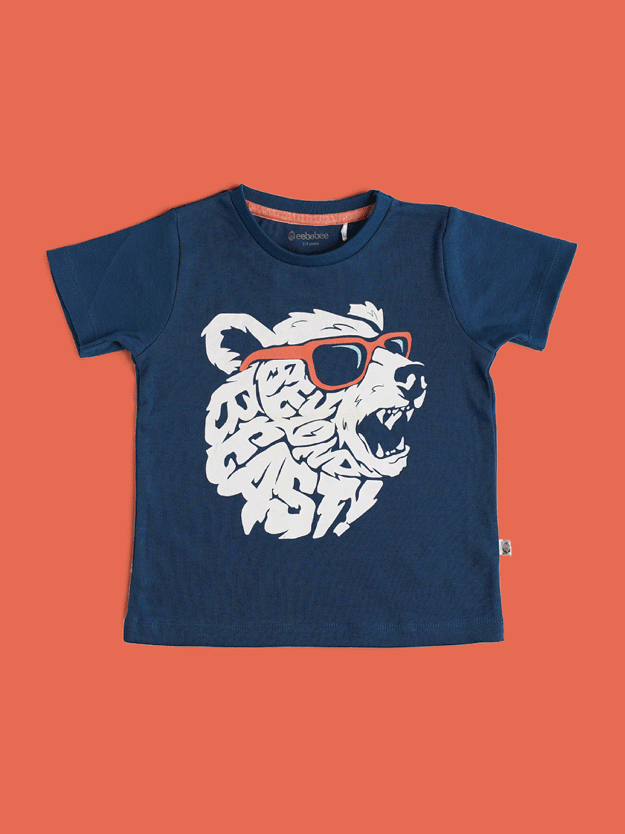 Half sleeve gamer graphic in black, dark green & animal graphic, t-shirt combo for baby