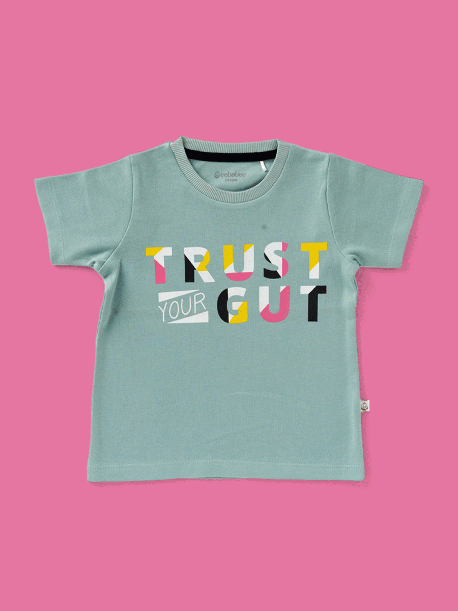 Half sleeve Black, Sky Blue & Maroon graphic t-shirt for baby