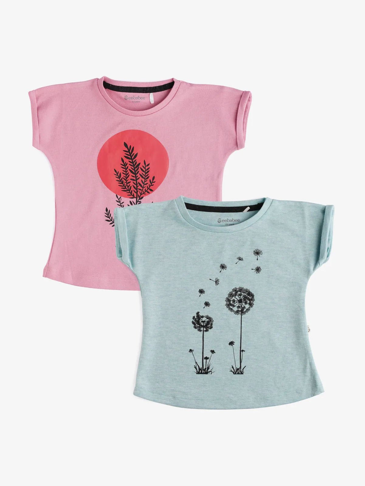 Half sleeve pink & blue graphic t-shirt combo for baby