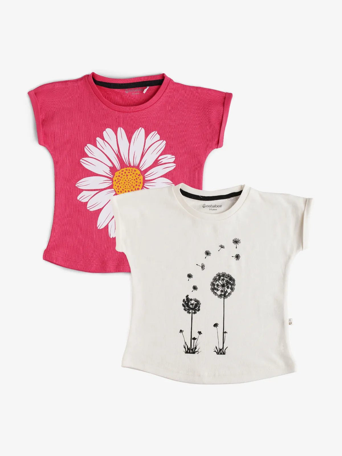 Half sleeve white & pink graphic t-shirt combo for baby