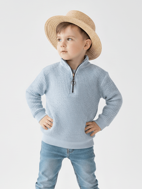 Boys Collar Zip-Up Sweatshirt