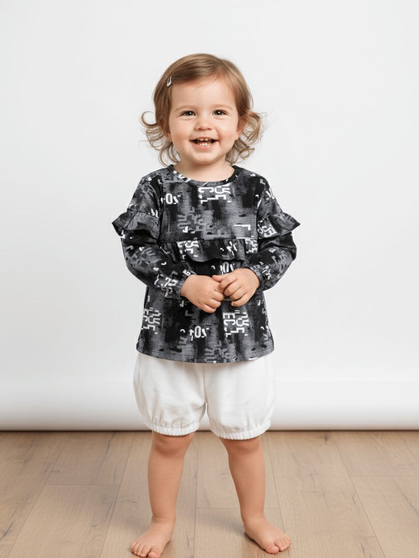 Baby Girl Modern Top & White Shorts Set