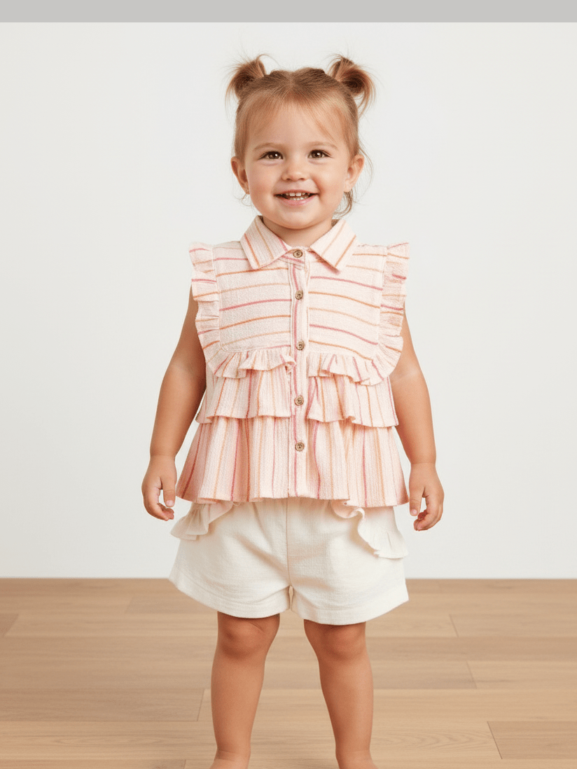 Peachy Stripes Baby Girl 2 piece Set