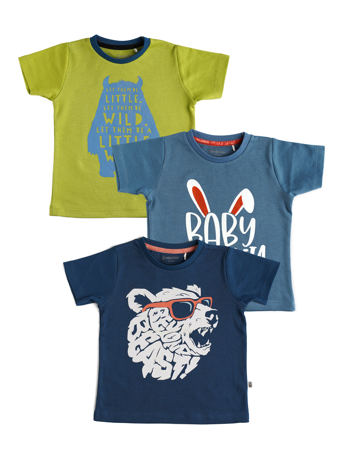 Half sleeve gamer graphic in black, dark green & animal graphic, t-shirt combo for baby