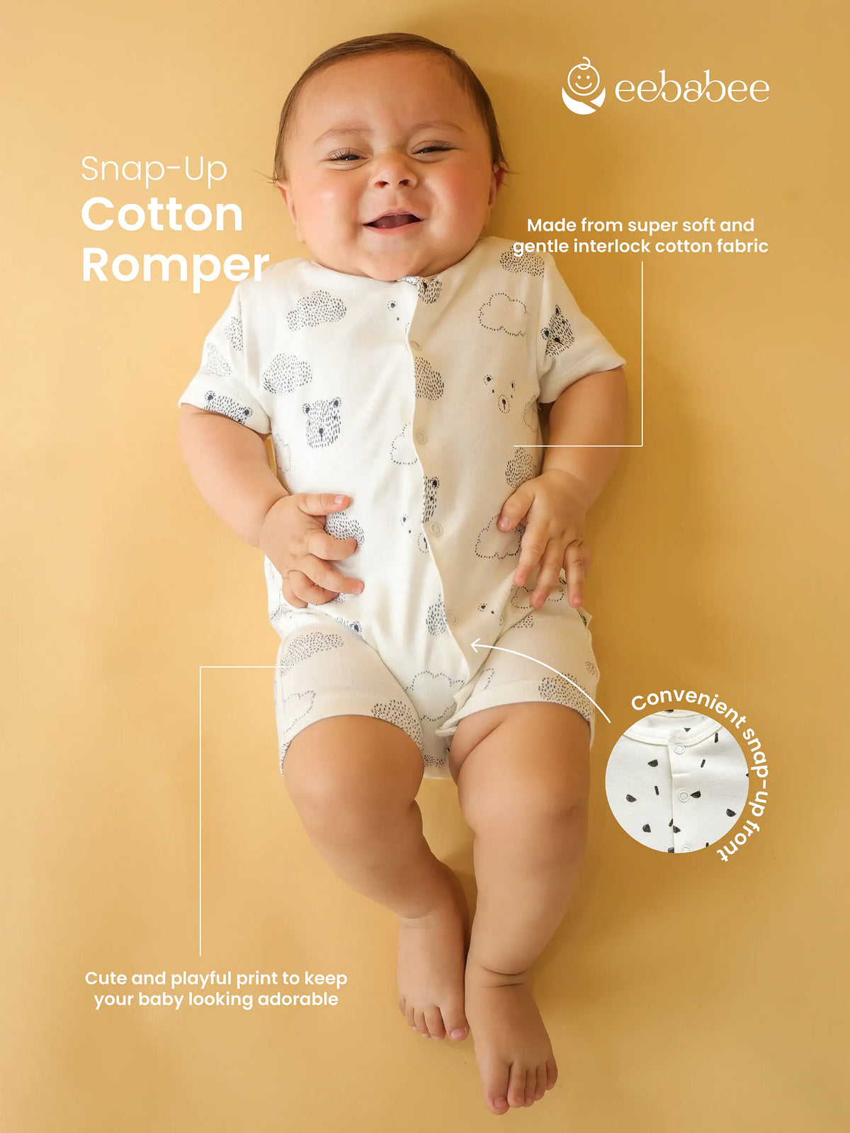 Baby Bear Print Cotton Romper