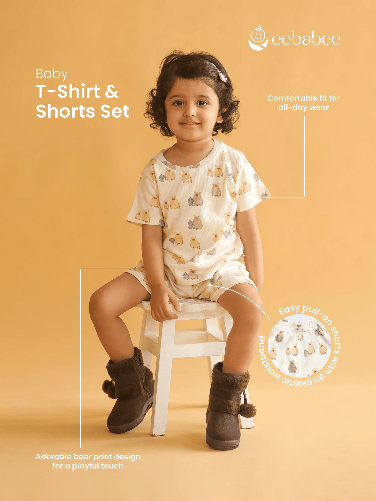 Cute Animal Print Toddler Two-Piece Shorts Set