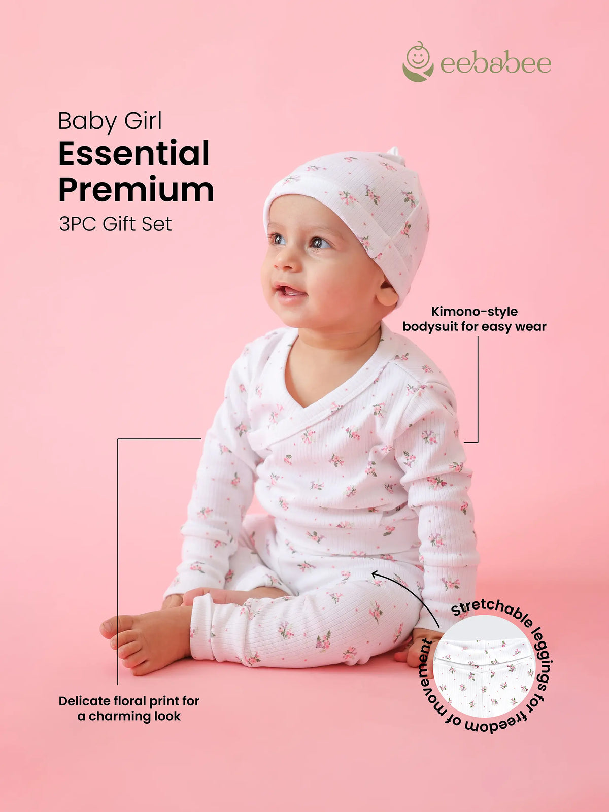 Newborn Baby Girl Essential Premium Gift Set 3pc