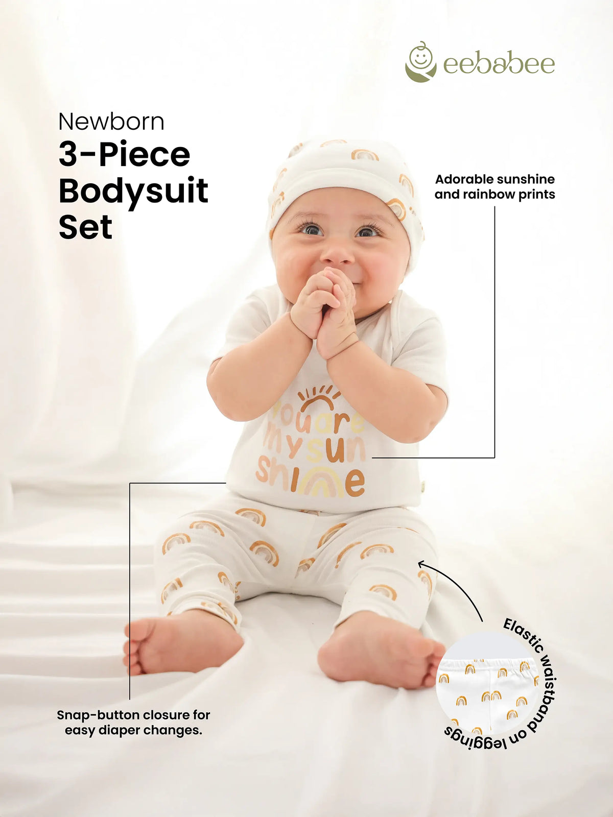 Newborn 'You Are My Sunshine' 3-Piece Bodysuit Essential Set