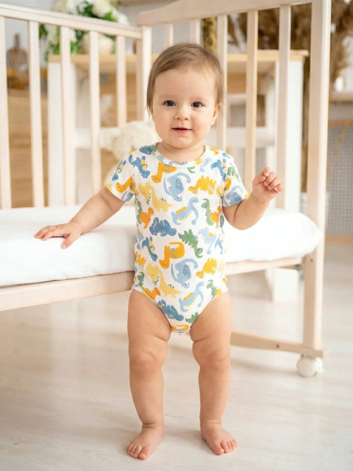 Dino Fun Half sleeve Unisex Baby Bodysuit