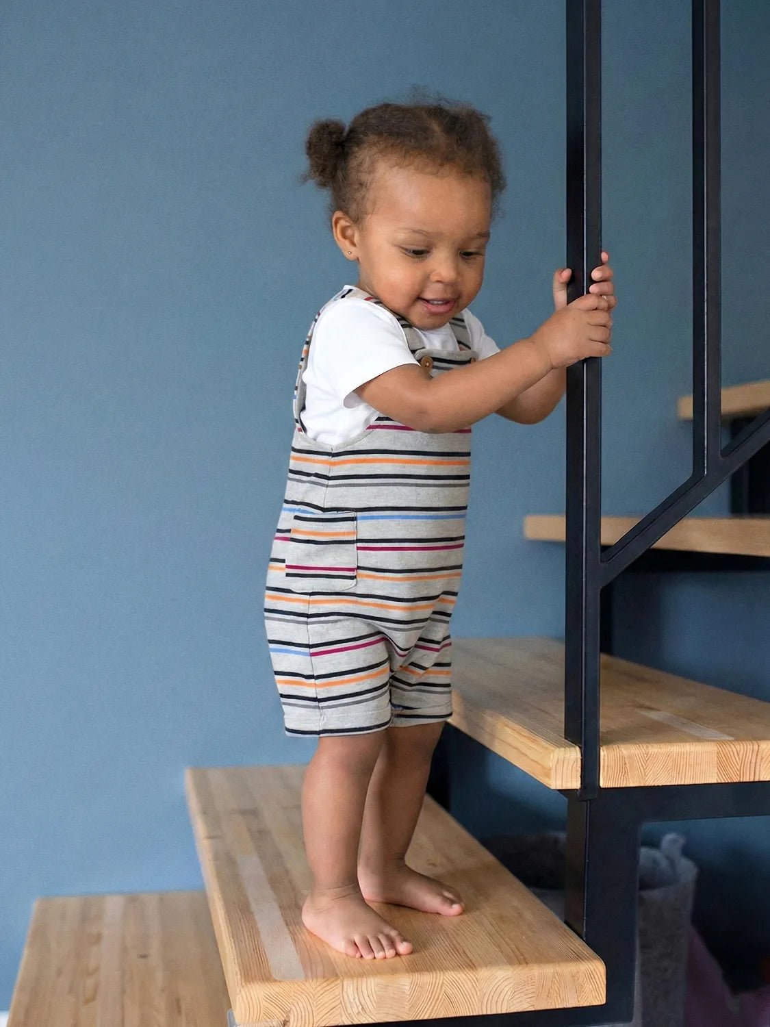 Striped Dungaree Set with White T-Shirt for Babies
