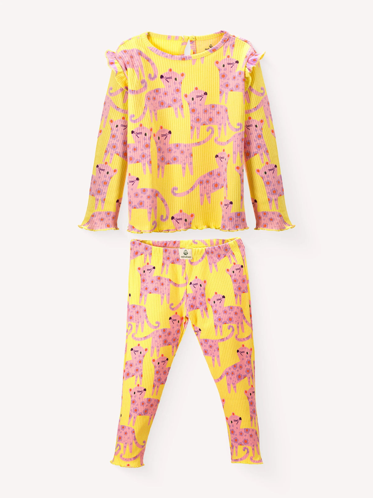 Playfull pink cat top & pant set for girls