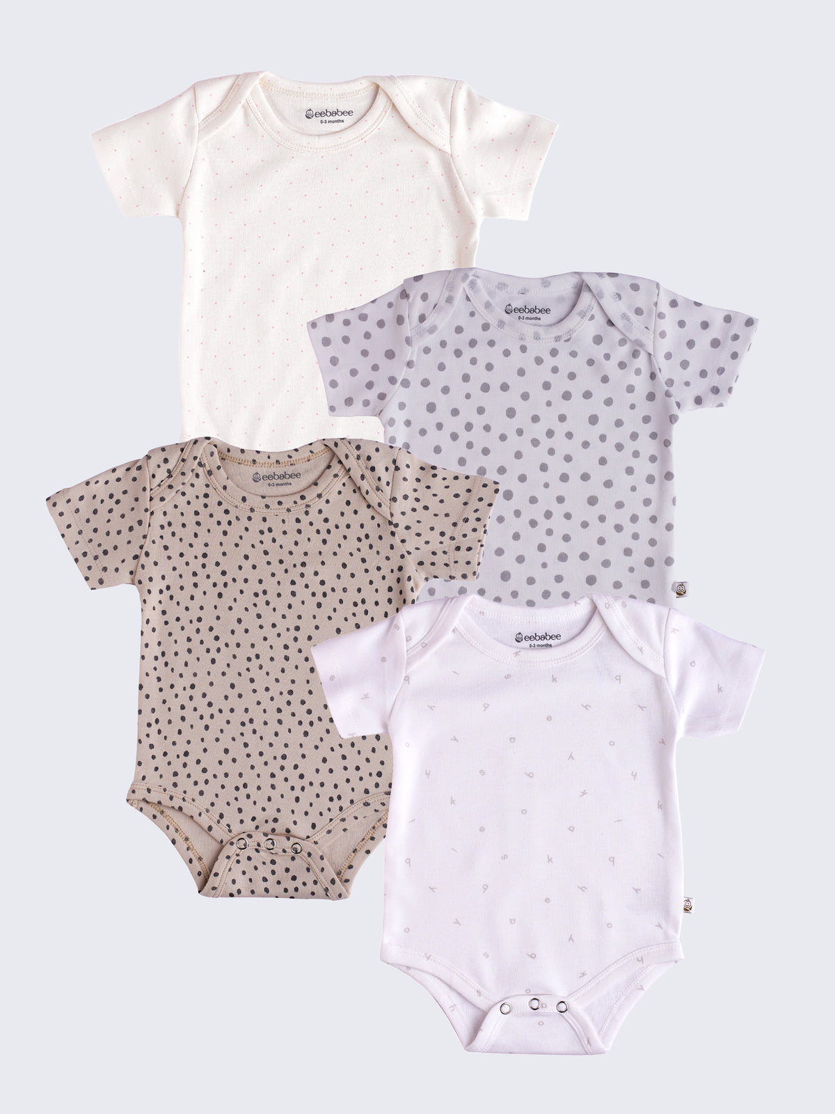 4 Pc Baby Short Sleeve Bodysuits – Everyday Comfort