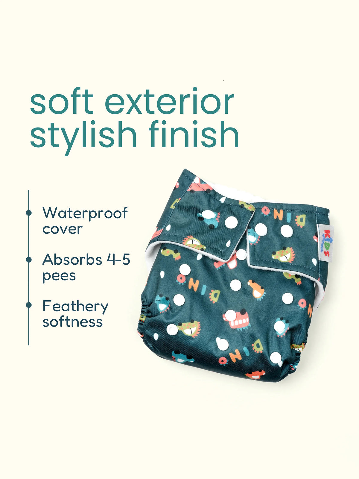 Reusable Dino Car Print Baby Cloth Diaper with Insert – Adjustable Washable Pocket Diaper