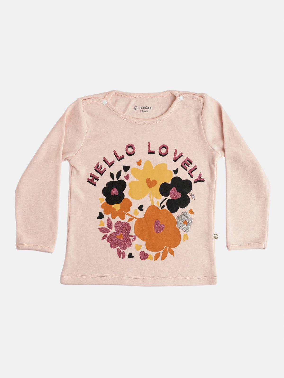 GIRLS HELLO LOVELY FULL SLEEVE GRAPHIC TEE WITH STRETCHY LEGGINGS