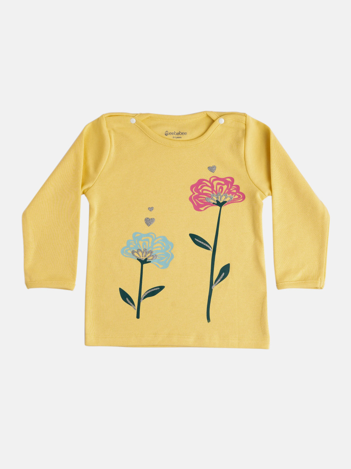 GIRLS MY CUTE FLOWERS FULL SLEEVE GRAPHIC TEE WITH STRETCHY LEGGINGS