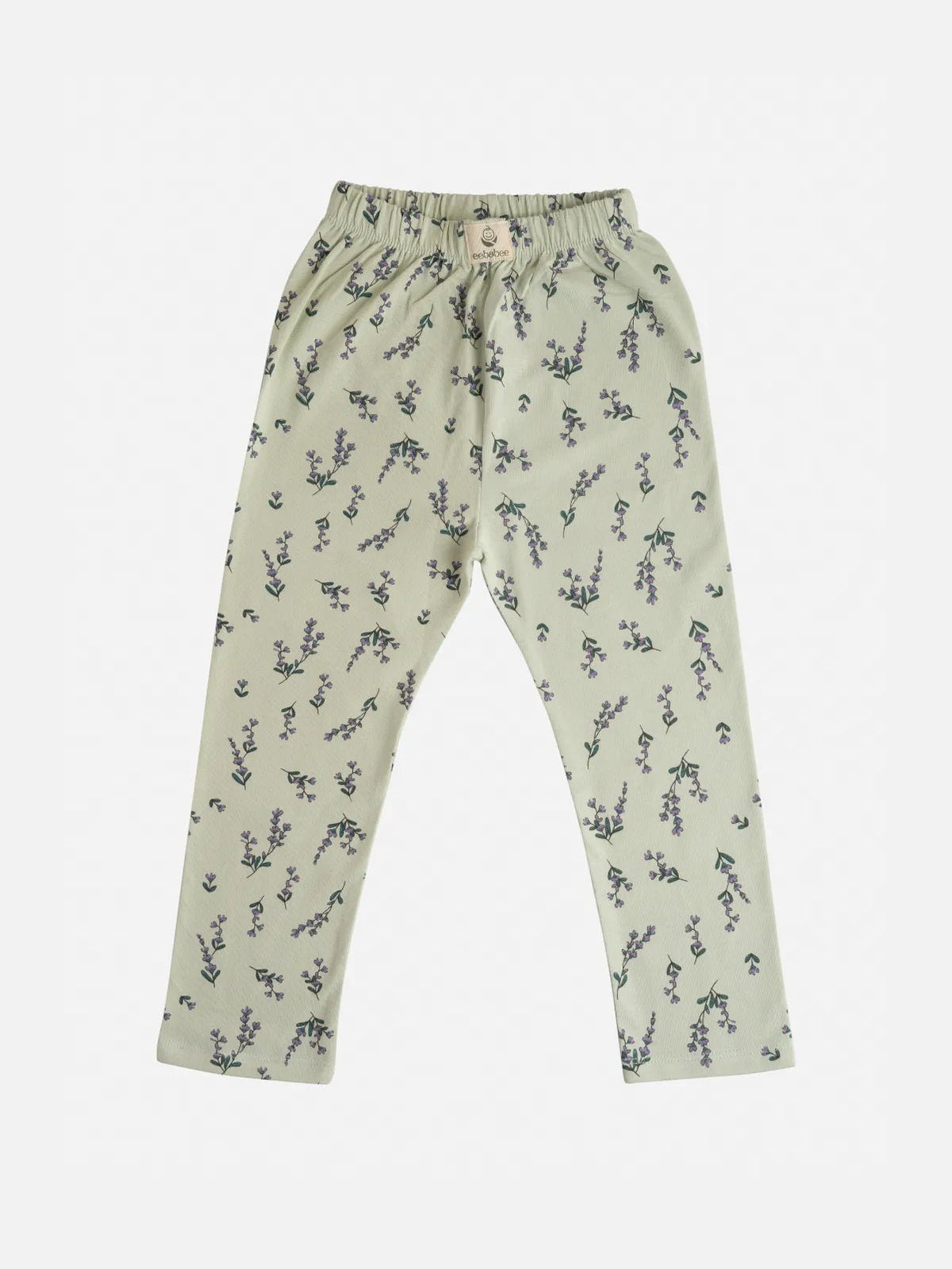 Lavender flower pattern in green & polka dot pattern in pink leggings combo for baby girl