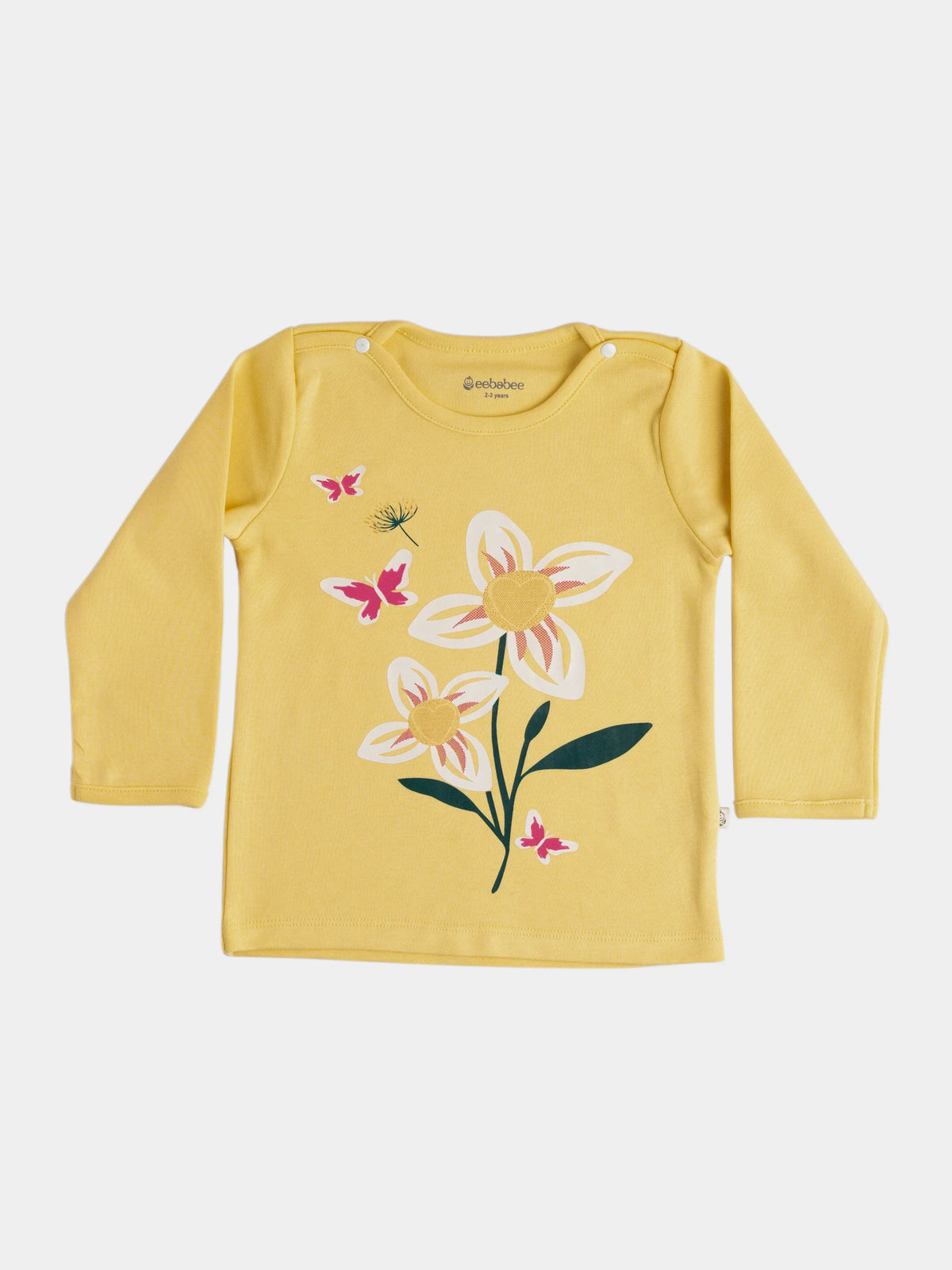GIRLS BUTTERFLY FULL SLEEVE GRAPHIC TEE WITH STRETCHY LEGGINGS