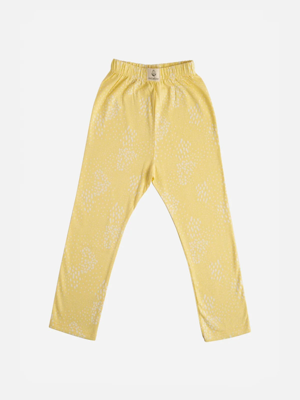 Black dot pattern in pink, flower pattern in white & graphic pattern in yellow leggings combo for baby girl - eebabee