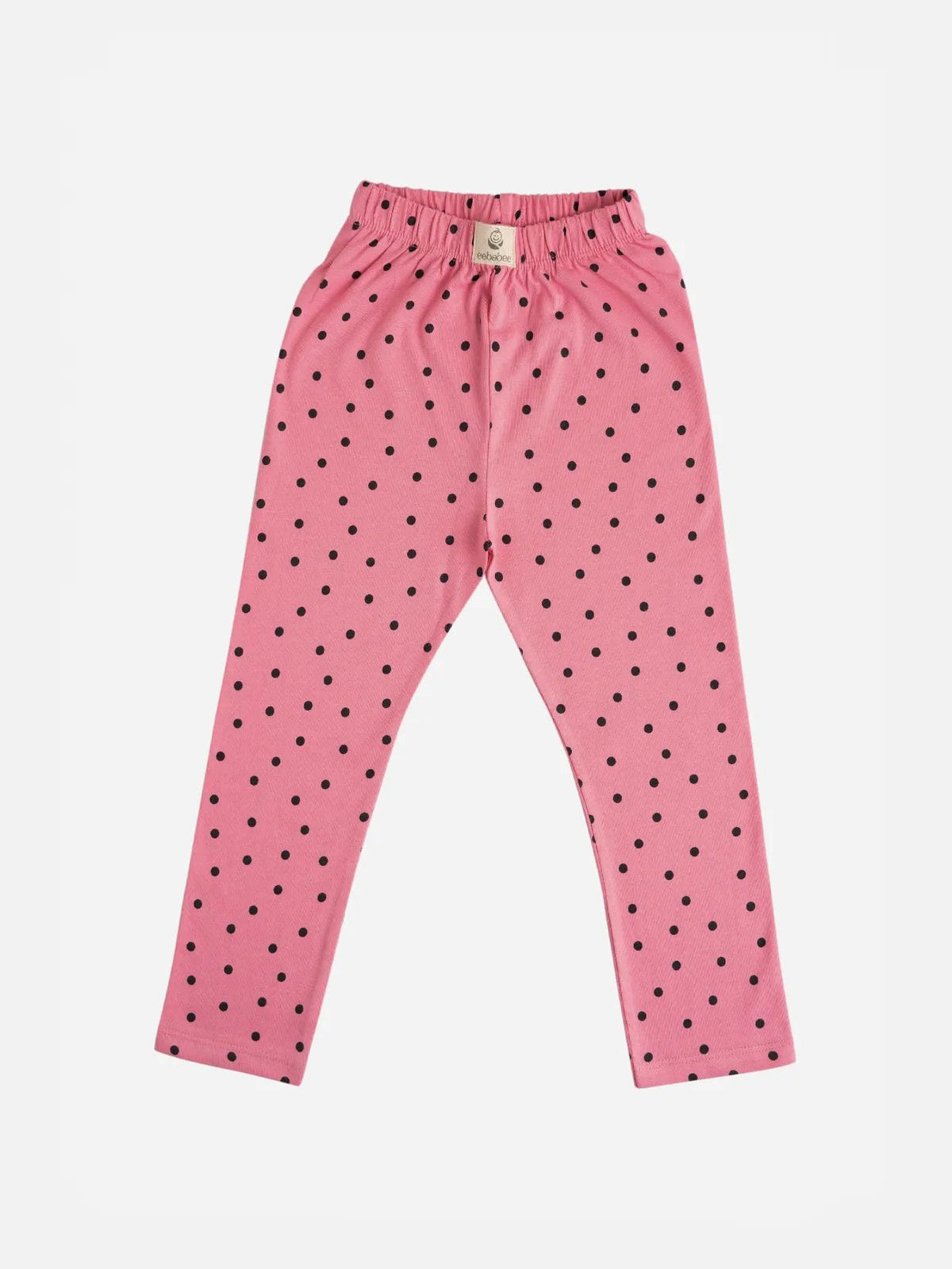 Lavender flower pattern in green & polka dot pattern in pink leggings combo for baby girl