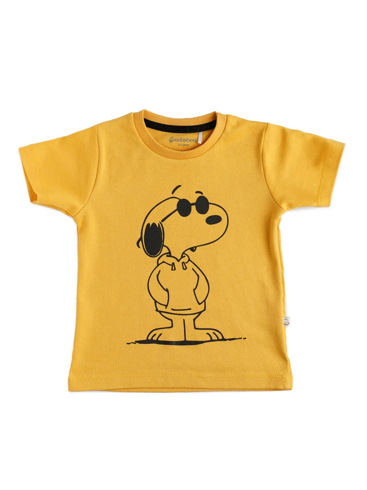 Half sleeve yellow graphic t-shirt for baby