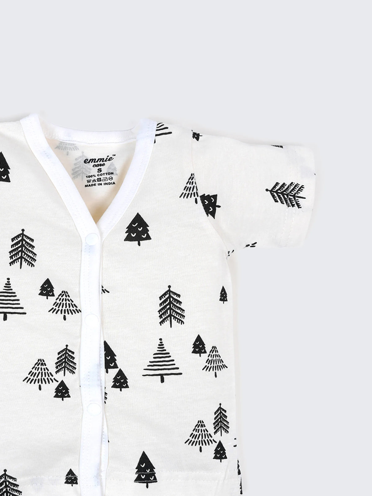 Baby Cotton Jabla & Shorts Set – Black Tree Print Half Sleeve Baby Outfit