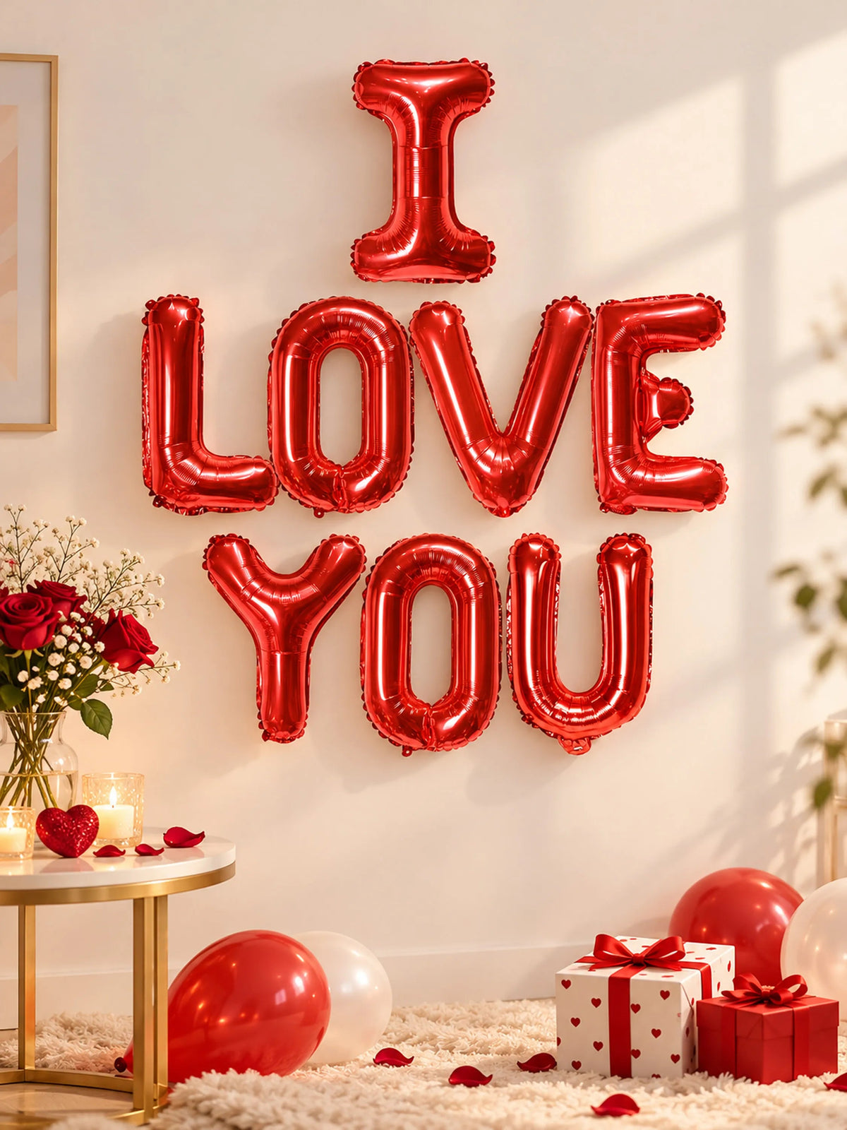 Red “I Love You” Foil Letter Balloon Set
