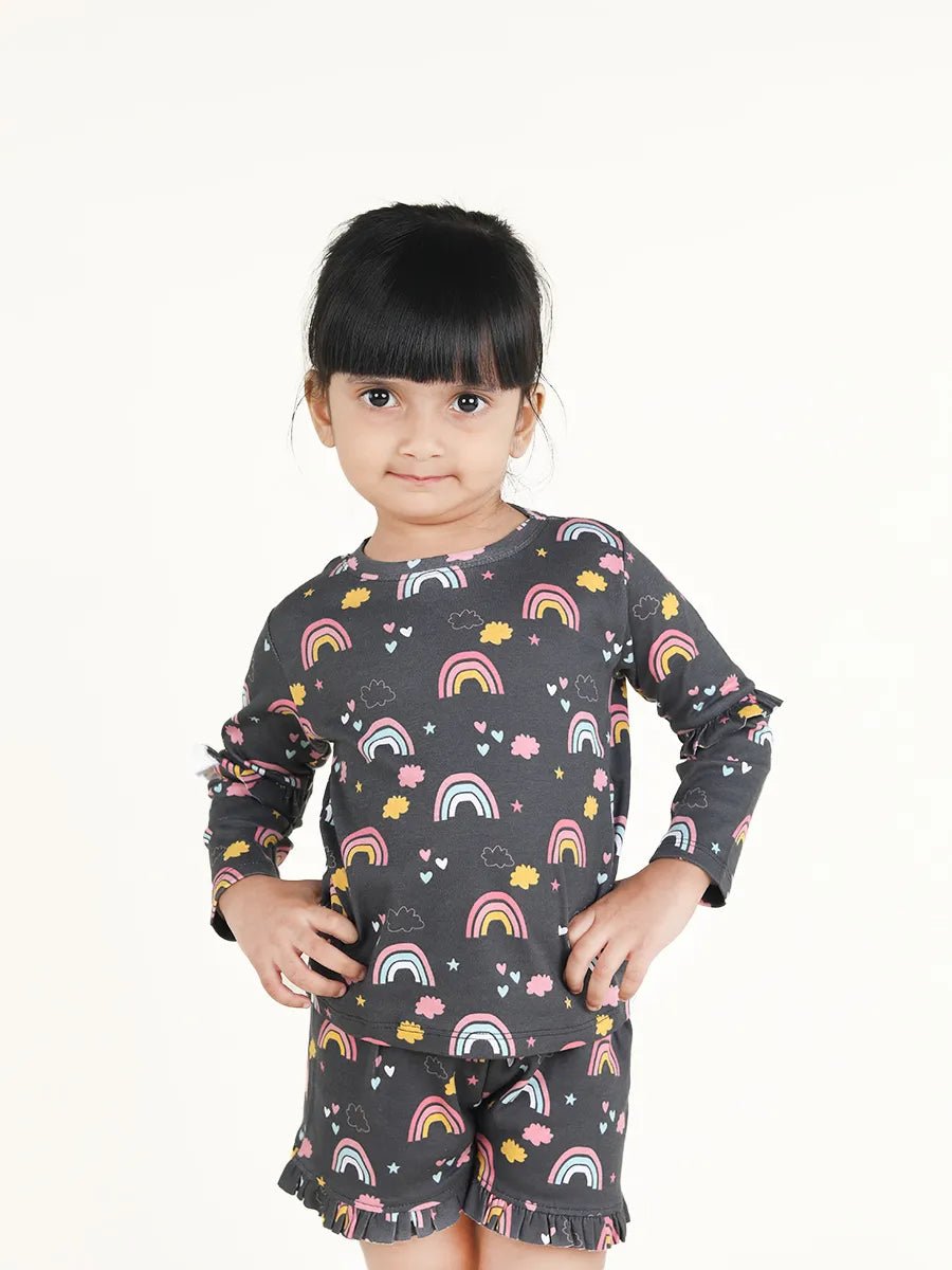 Full sleeve black frill set for baby girl