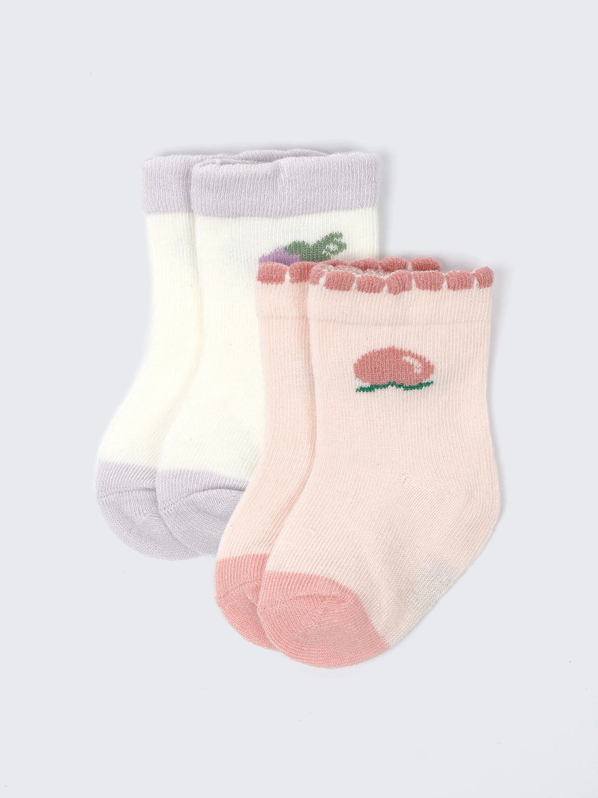 Fruit Print Baby Socks – 2 Pair Soft Cotton Pack