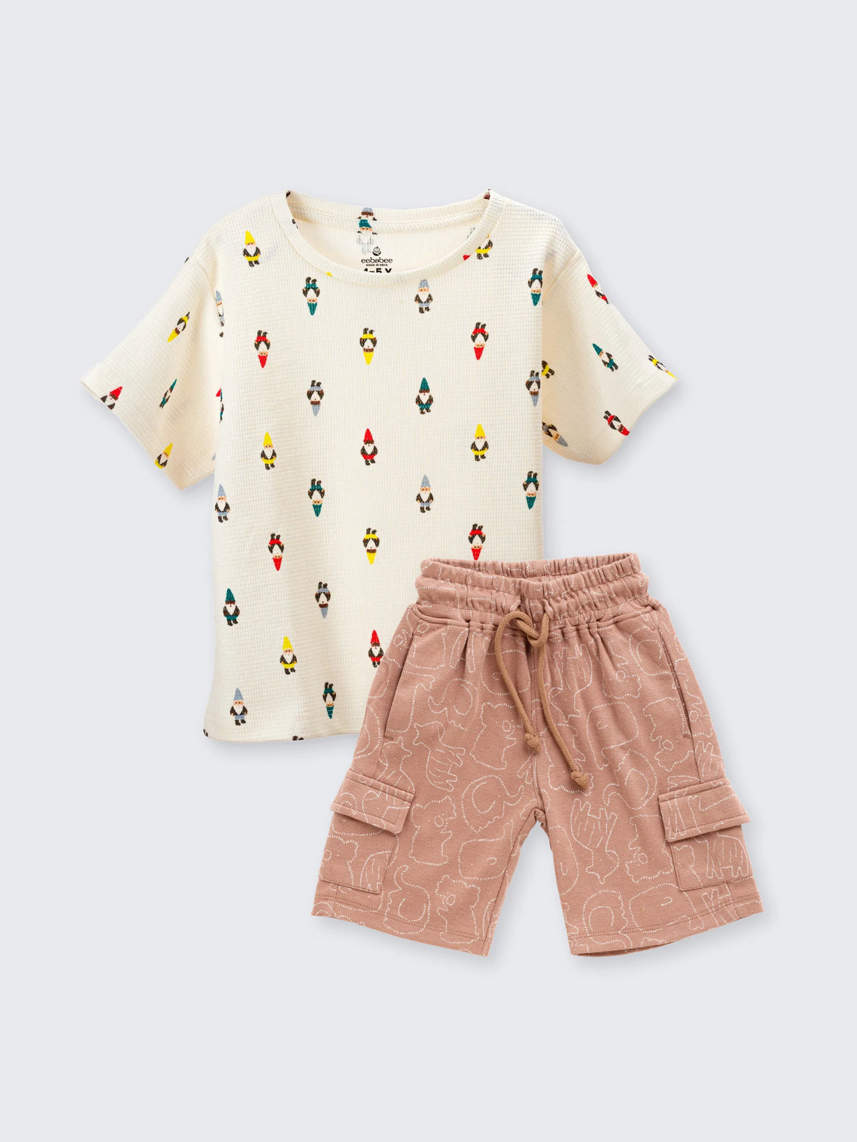 Boys' Picnic Combo – Printed Relaxed Tee & Cargo Shorts Set